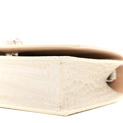 Alexander McQueen Calfskin Crocodile Embossed Skull Mini Crossbody Bag White 9 of 10