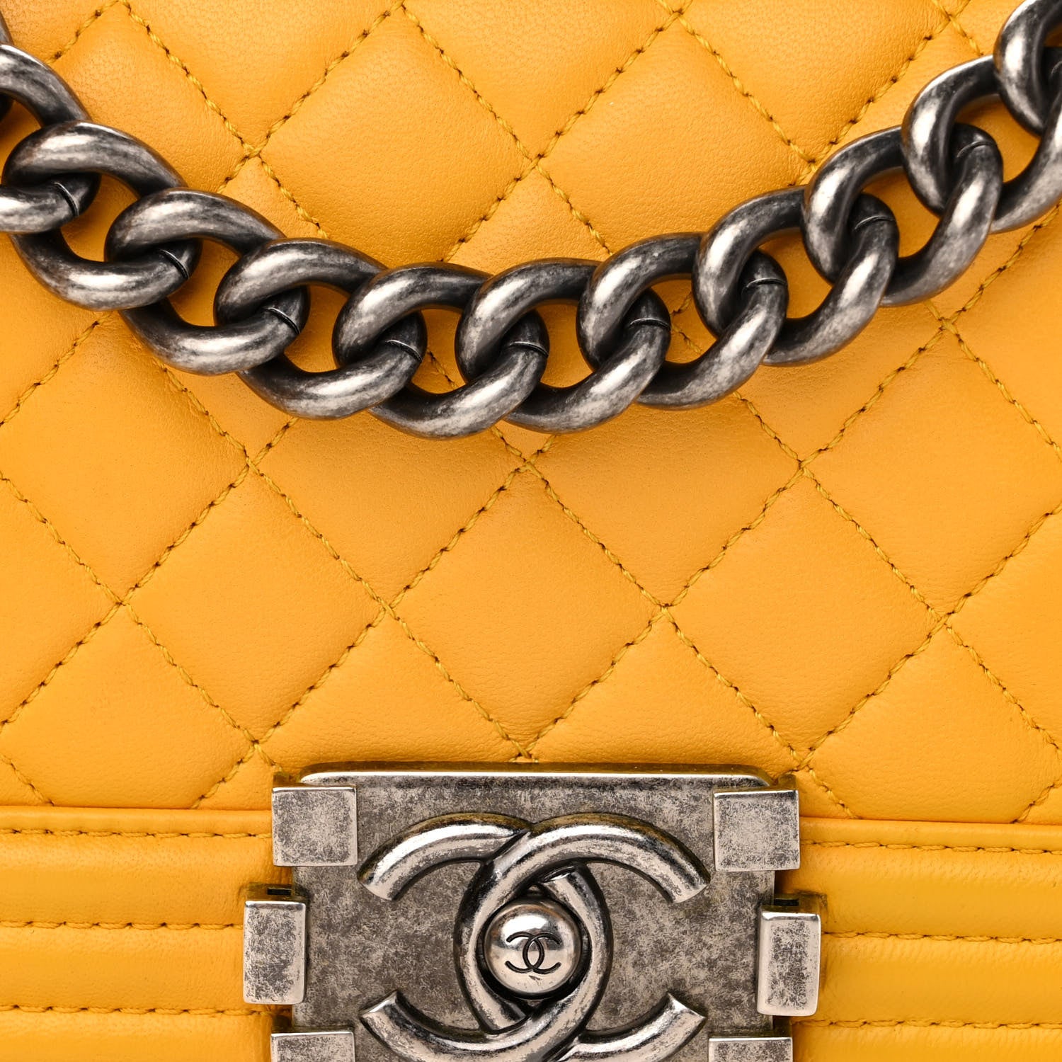 Chanel Lambskin Quilted Small Boy Flap Yellow 8 of 11