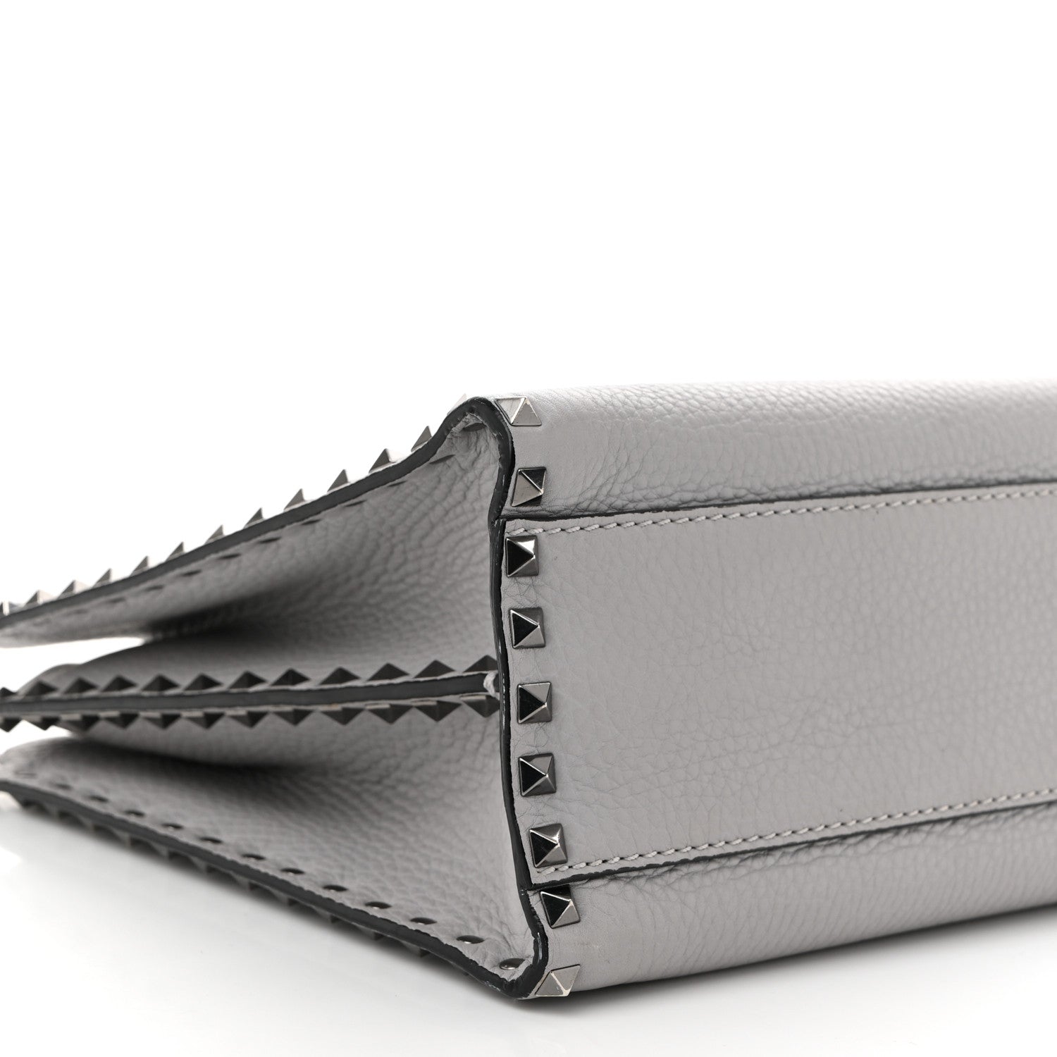 Valentino Garavani Grained Calfskin Medium Rockstud Double Handle Horizontal Tote Pastel Grey 8 of 11