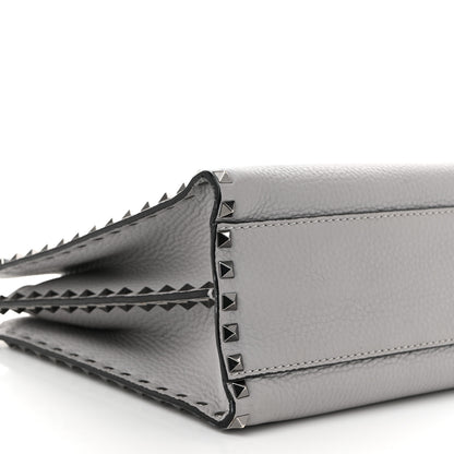Valentino Garavani Grained Calfskin Medium Rockstud Double Handle Horizontal Tote Pastel Grey 8 of 11