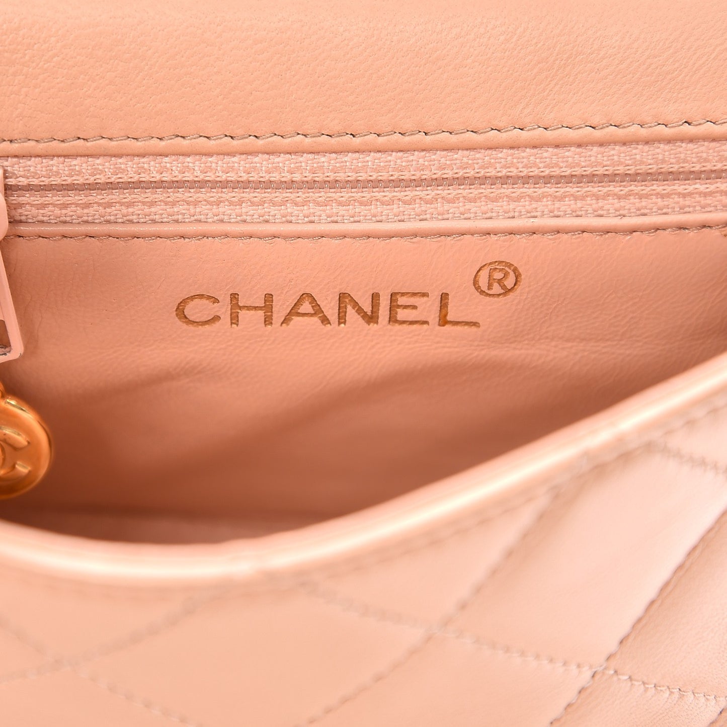 Lambskin Quilted Mini Camellia Flap Beige