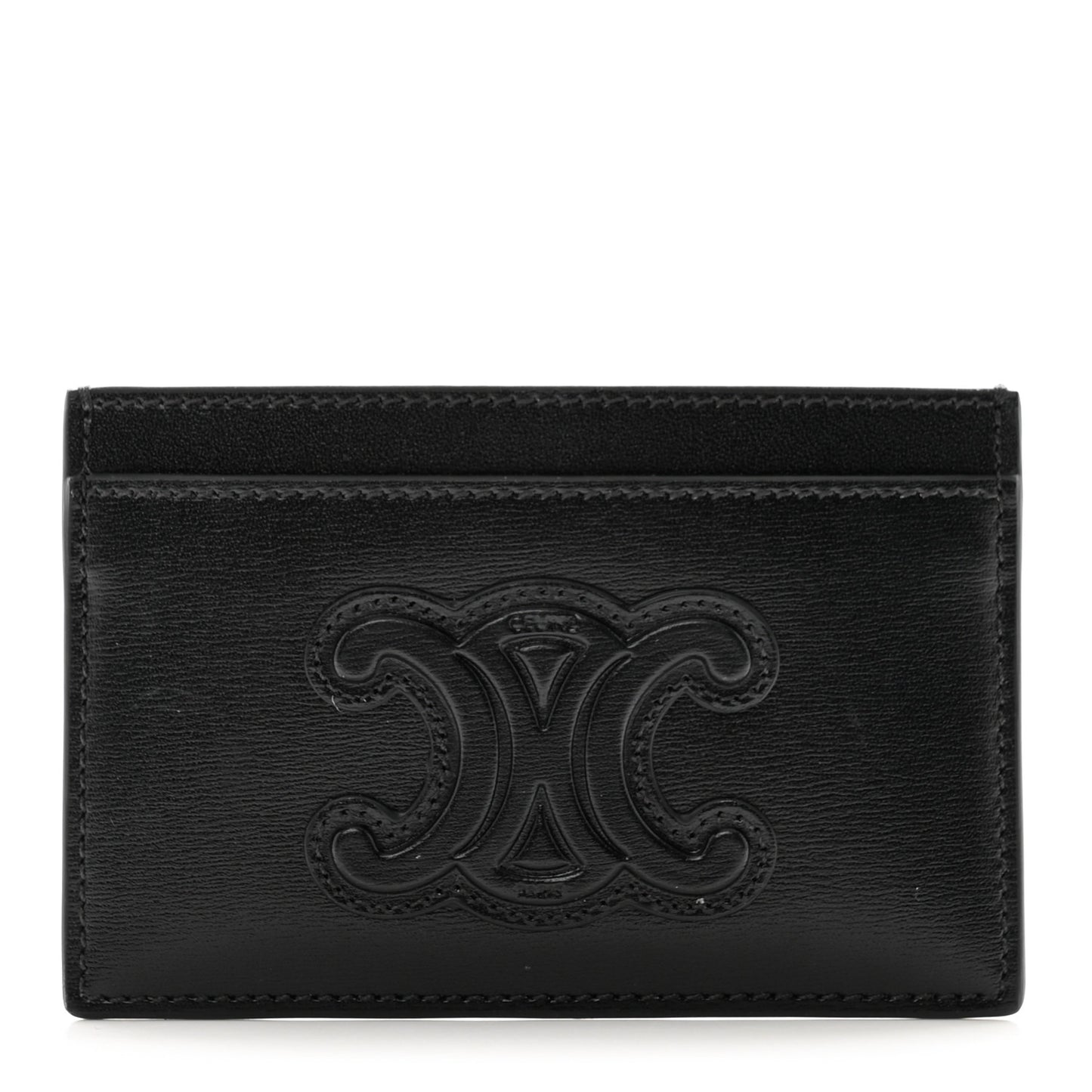 Smooth Lambskin Triomphe Card Holder Black