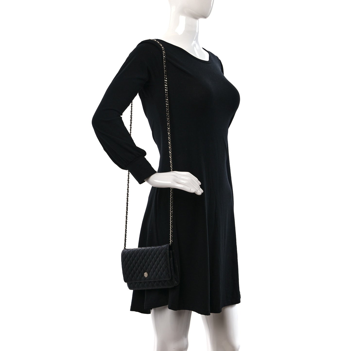 Lambskin Micro Quilted Wallet On Chain WOC Black