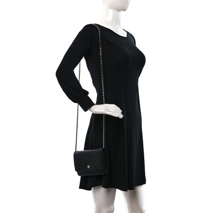 Chanel Lambskin Micro Quilted Wallet On Chain WOC Black 2 of 11