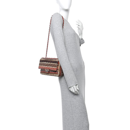 Chanel Tweed Quilted Medium Double Flap Beige Multicolor 2 of 10