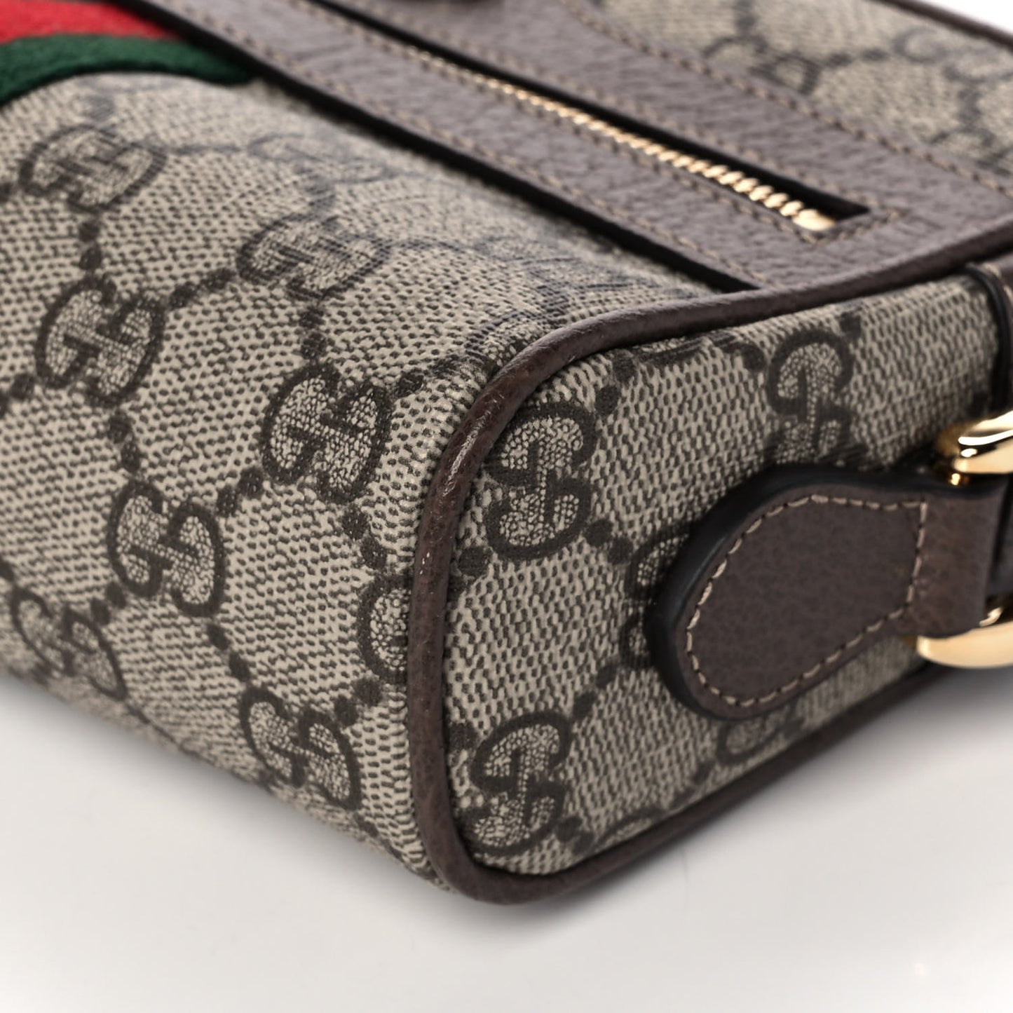 GG Supreme Monogram Web Mini Ophidia Shoulder Bag Brown