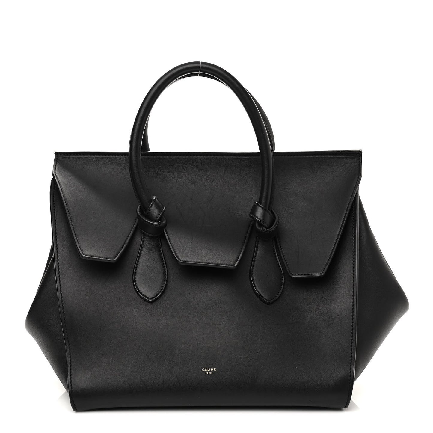 Smooth Calfskin Small Tie Knot Tote Black