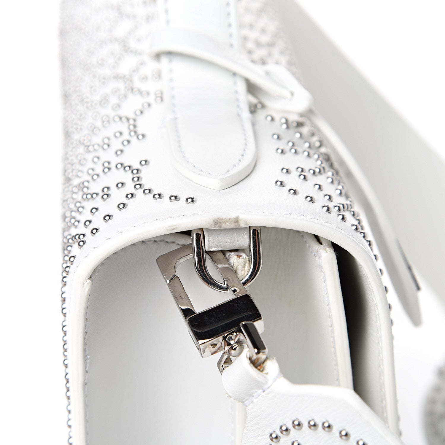 Alaia Calfskin Arabesque Studded Medium Franca Crossbody Blanc Optique 13 of 14