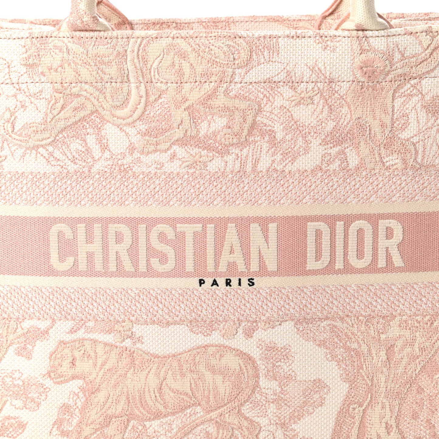 Canvas Embroidered Medium Dioriviera Toile De Jouy Book Tote Rose