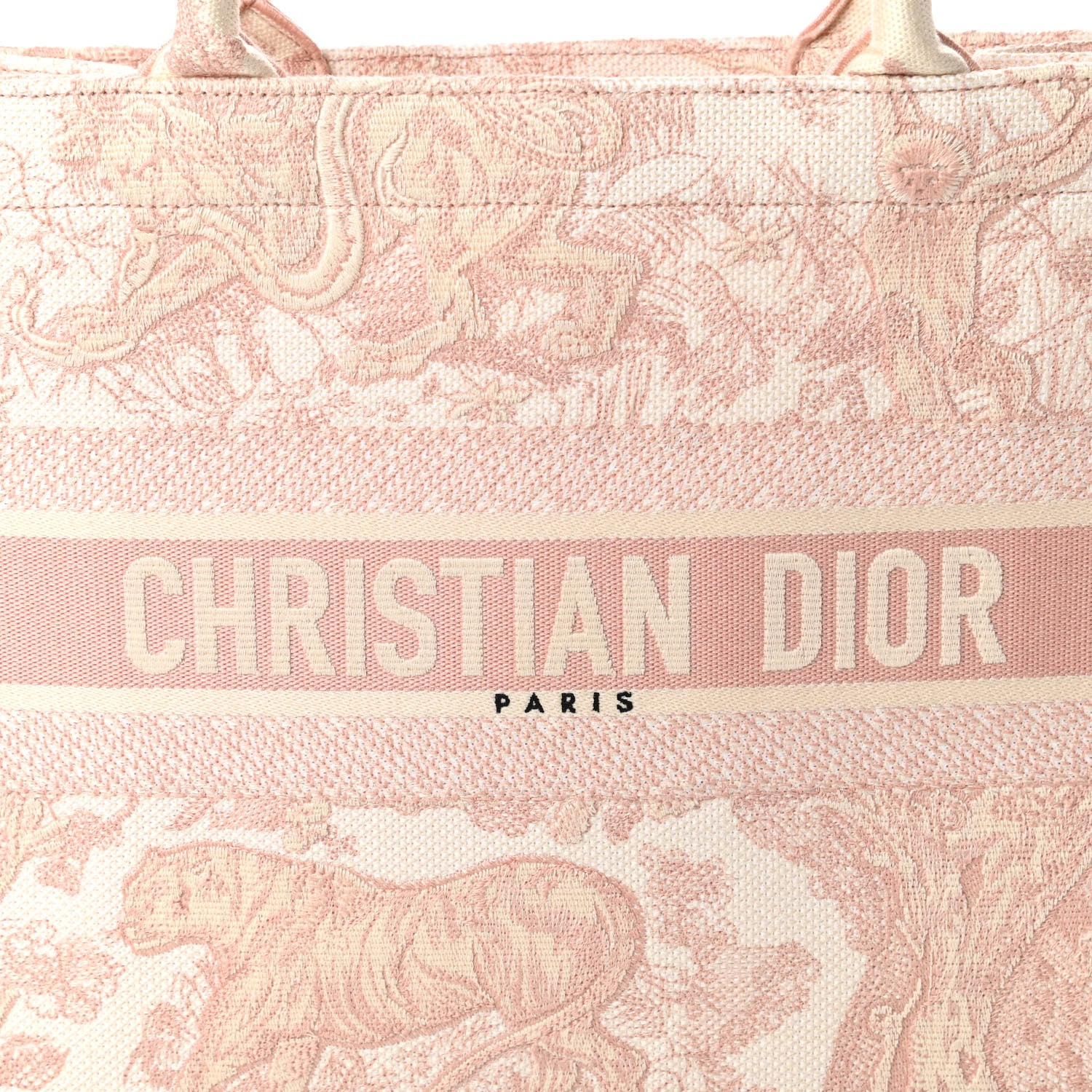 Christian Dior Canvas Embroidered Medium Dioriviera Toile De Jouy Book Tote Rose 10 of 10