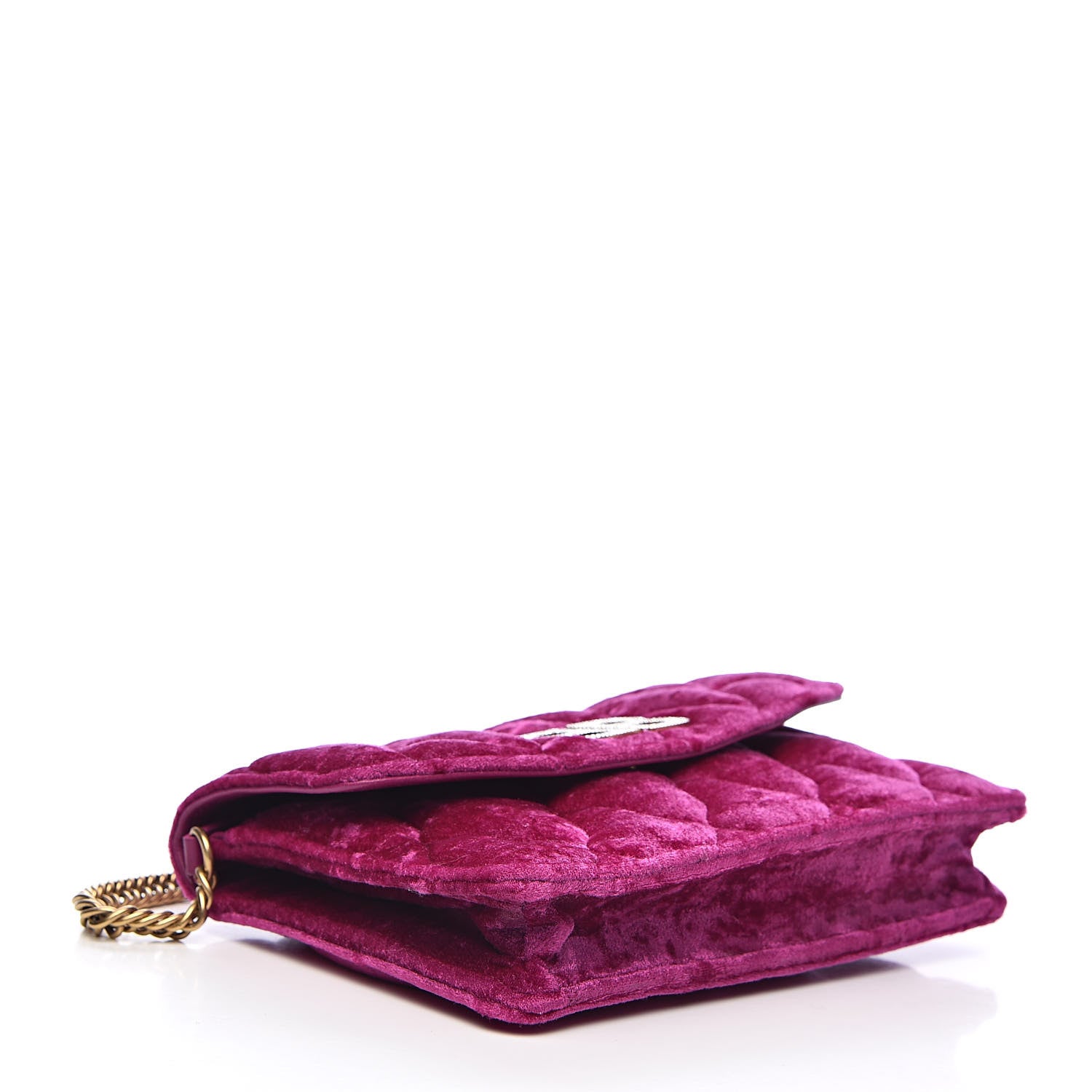 Balenciaga Crushed Velvet Crystal Mattress Quilted BB Wallet On Chain Fuchsia 4 of 11