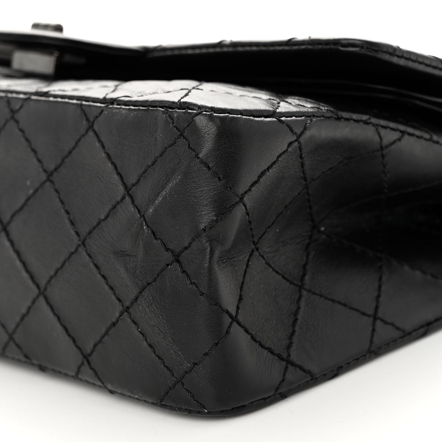 Aged Calfskin Quilted 2.55 Reissue 225 Flap So Black