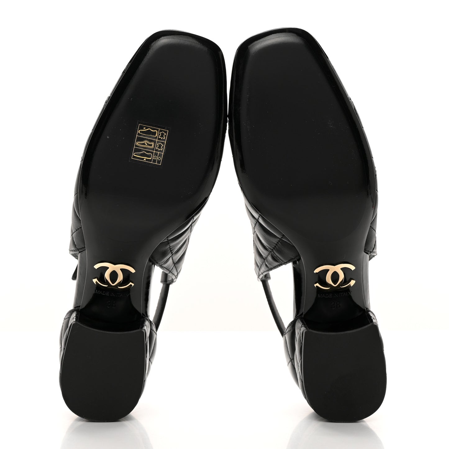 Lambskin Patent Quilted Cap Toe Mary Jane Flats 38 Black