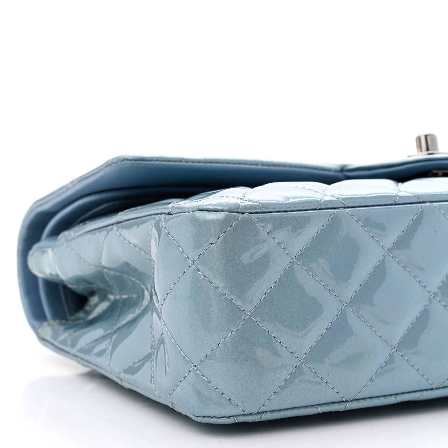 Chanel Patent Calfskin Quilted Medium Double Flap Turquoise 9 of 14