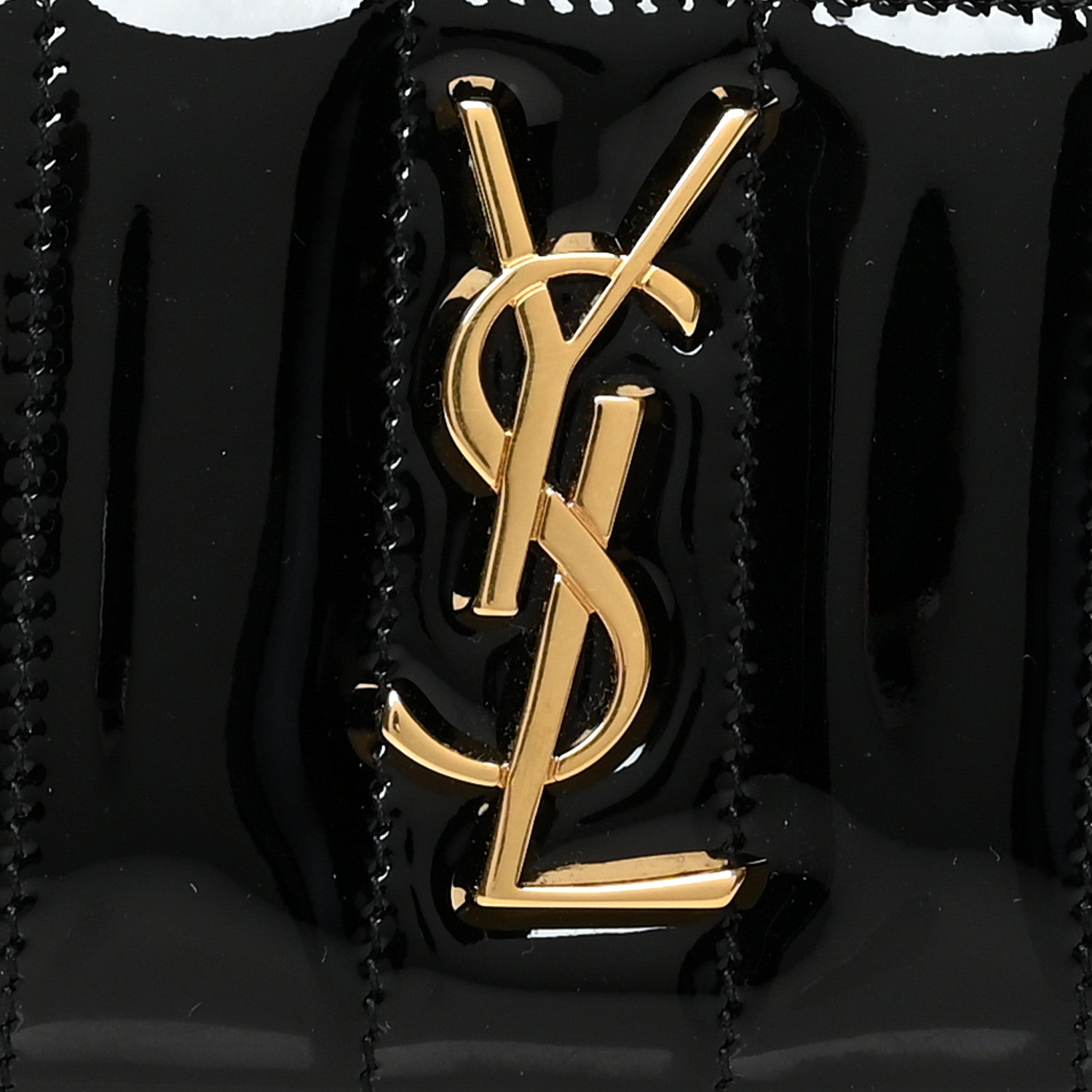 Saint Laurent Patent Matelasse Monogram Vicky Zip Around Card Case Black 7 of 7