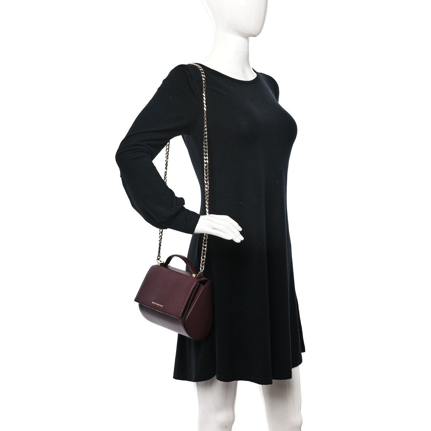 Givenchy Textured Calfskin Mini Pandora Box Chain Crossbody Bag Oxblood 2 of 11