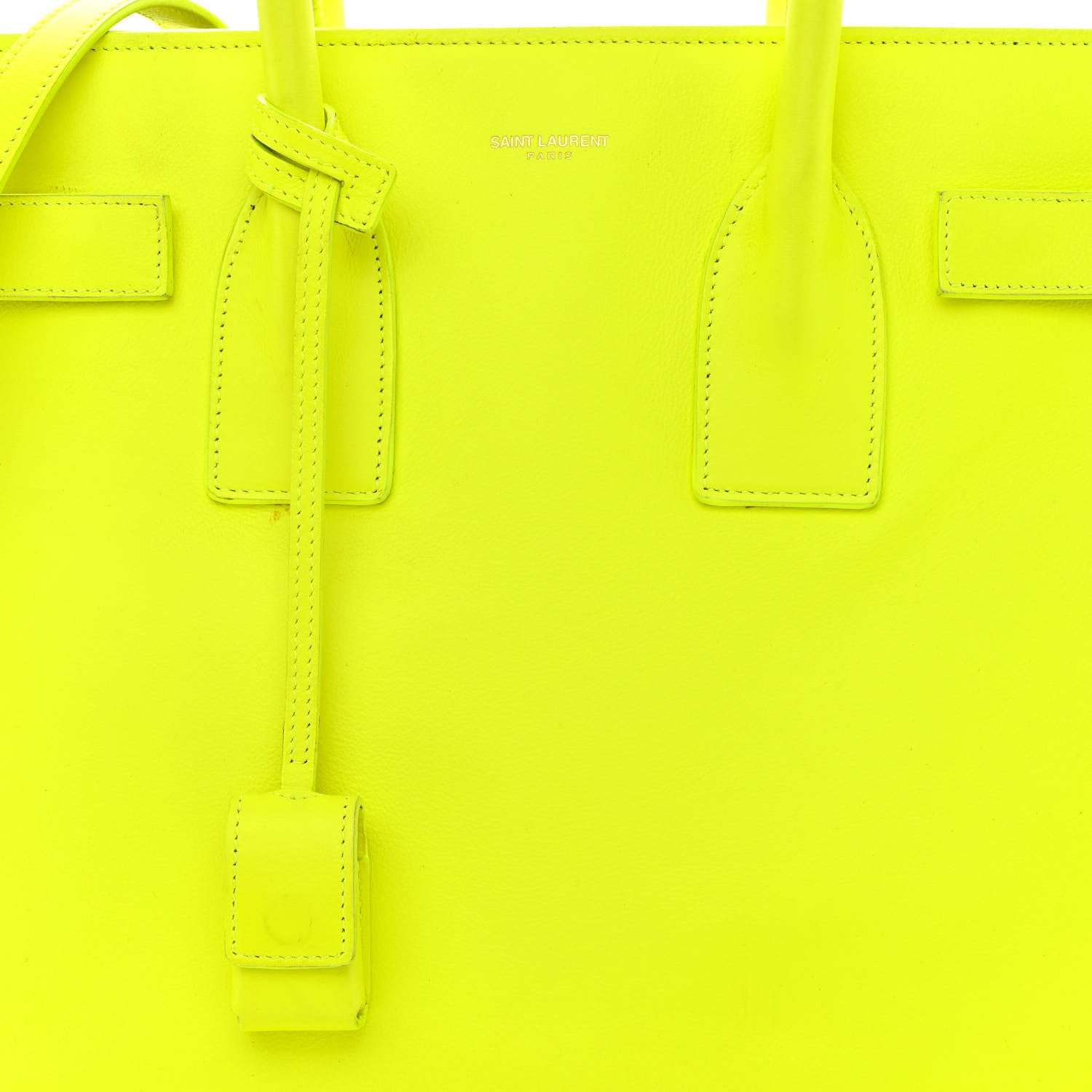 Saint Laurent Calfskin Small Sac De Jour Bag Neon Yellow 8 of 25