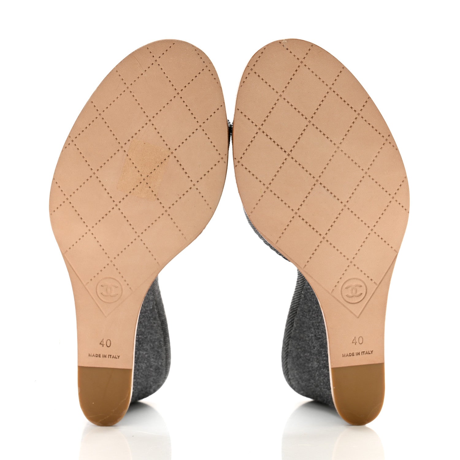Chanel Canvas CC Wedge Sandals 40 Black 5 of 9