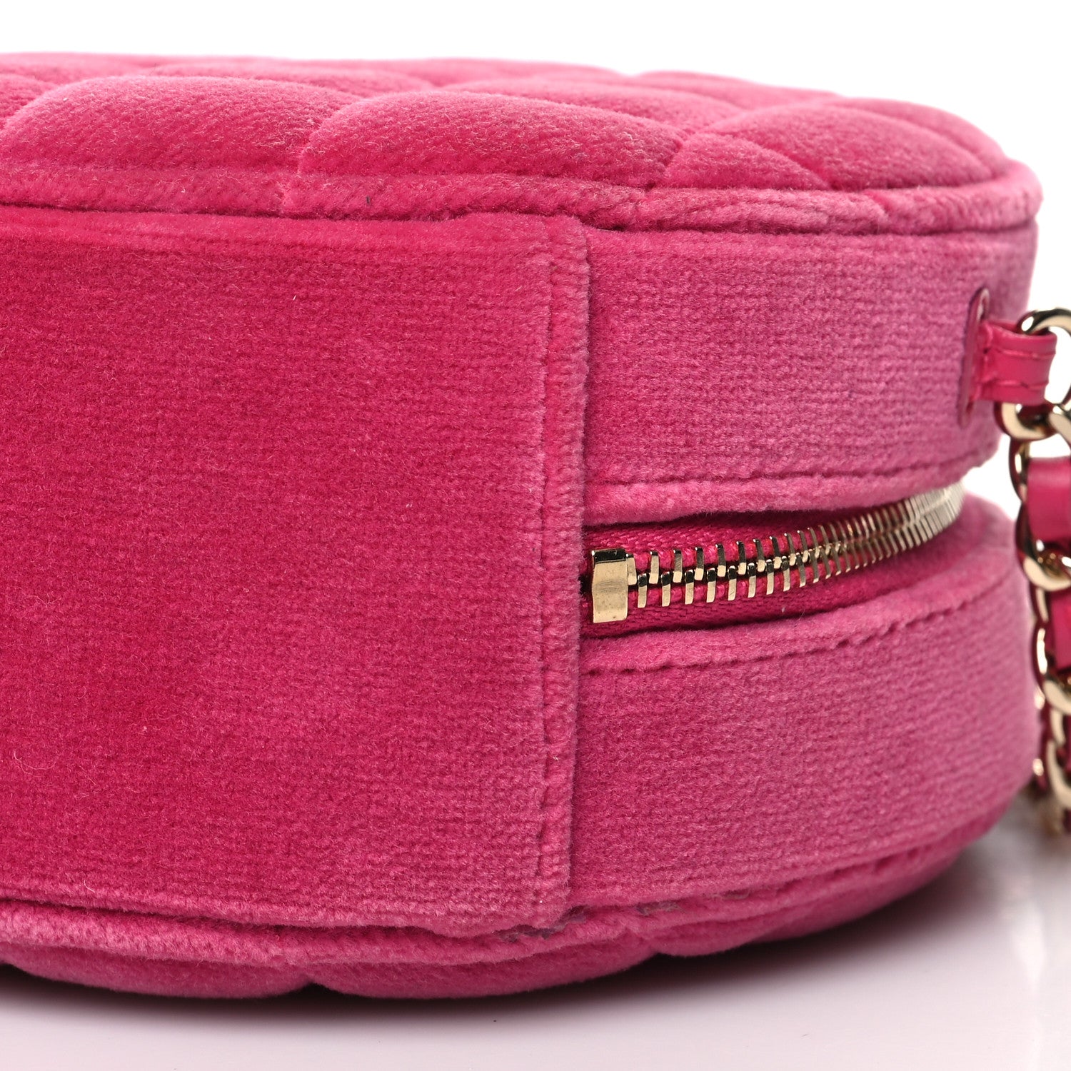 Chanel Velvet Round Quilted Pearl Crush Clutch With Chain Pink 10 of 11