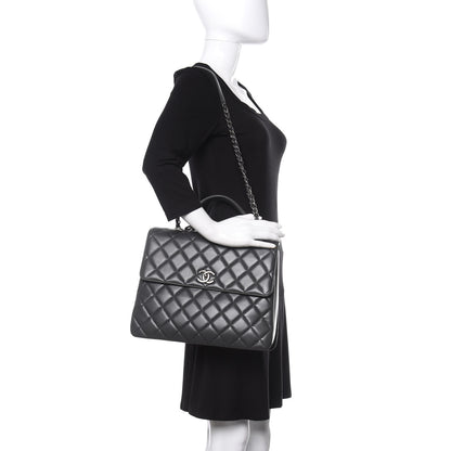 Chanel Lambskin Quilted Large Trendy CC Dual Handle Flap Bag Dark Grey 2 of 15