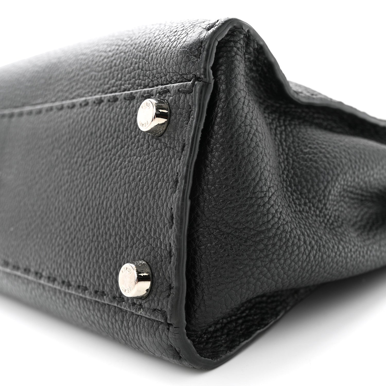 Fendi Cuoio Romano Selleria Bi-Color Medium Peekaboo Iconic Satchel Black Mou 10 of 14