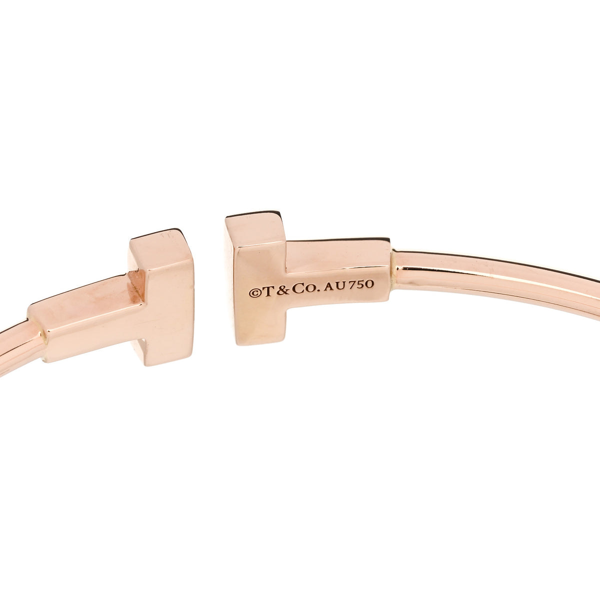 Tiffany 18K Rose Gold Narrow T Wire Bracelet 3 of 4
