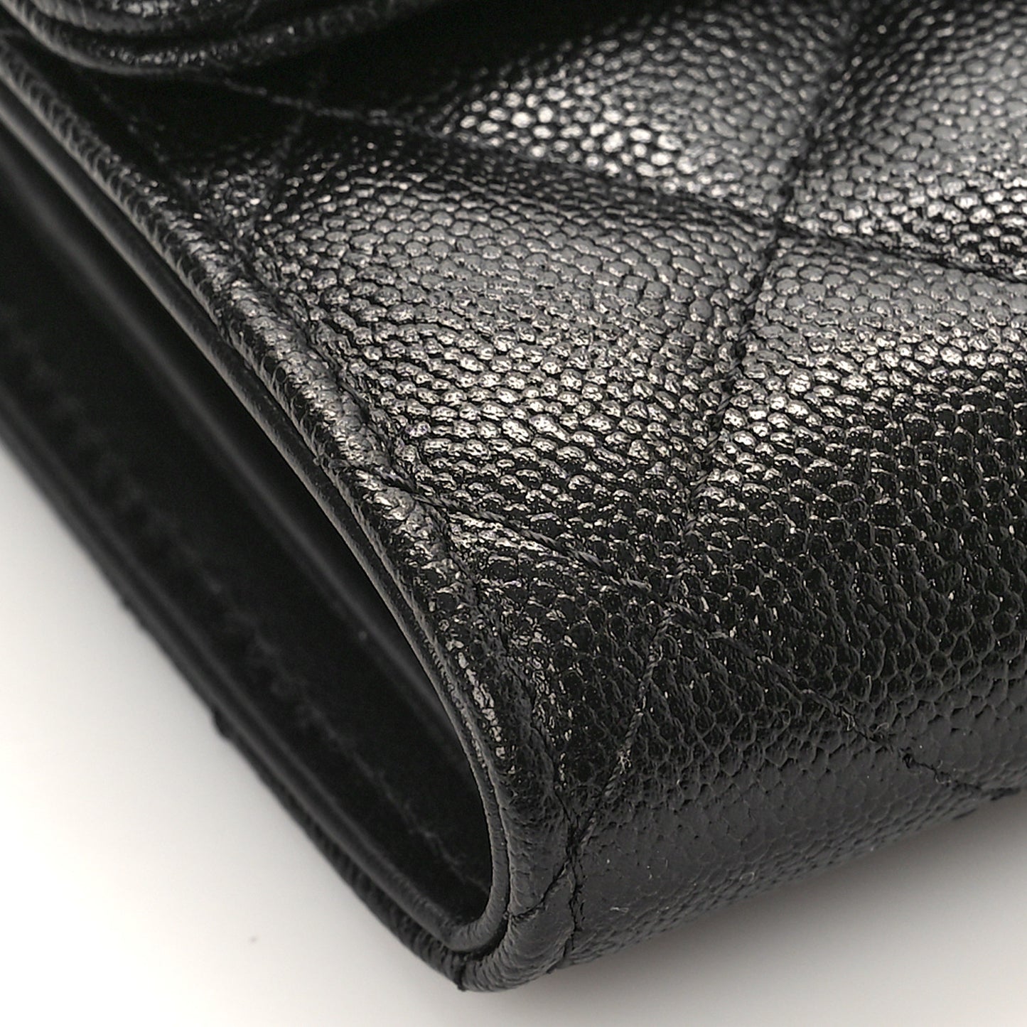 Caviar Quilted Studded CC Medium Flap Wallet Black