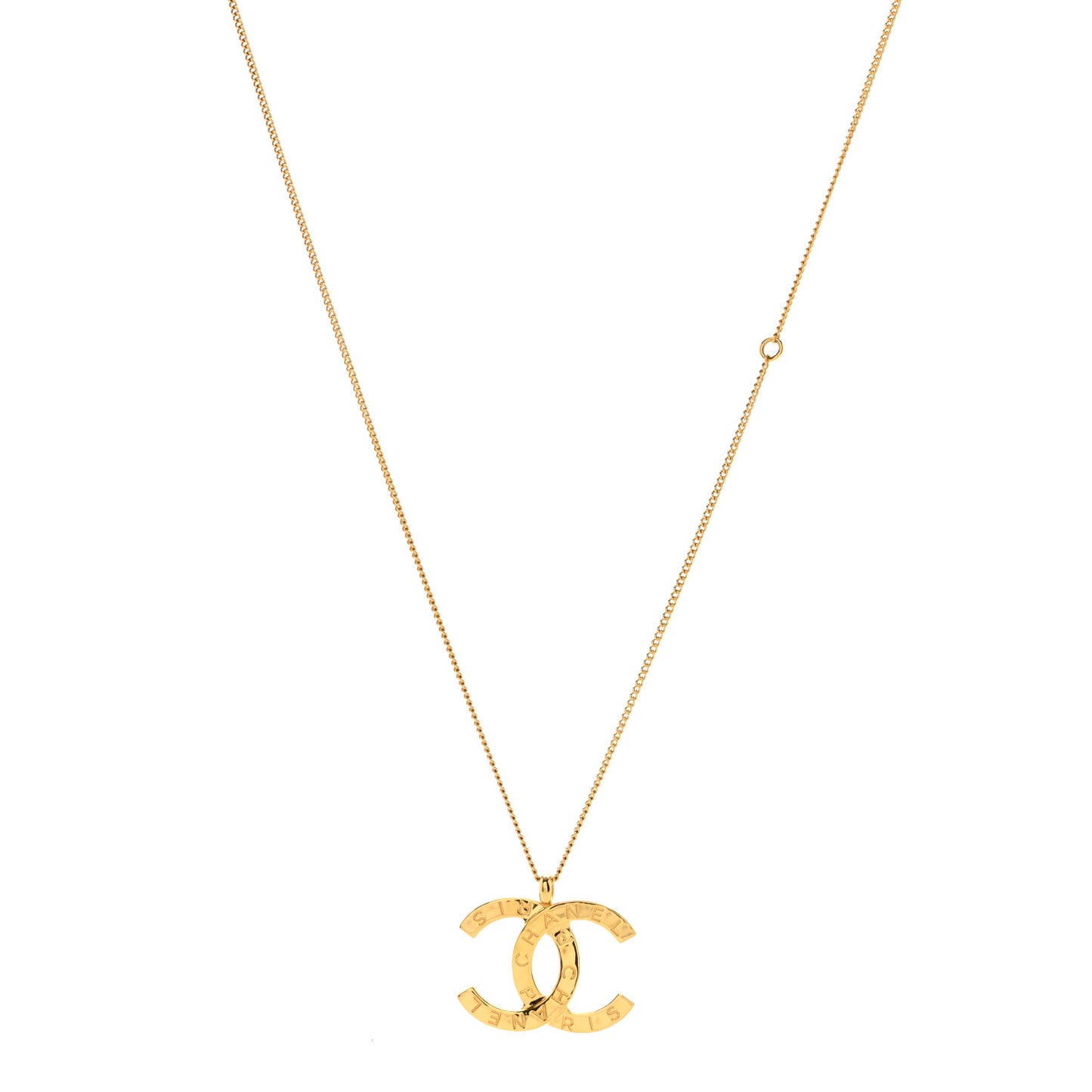 Metal CC Paris Button Necklace Gold