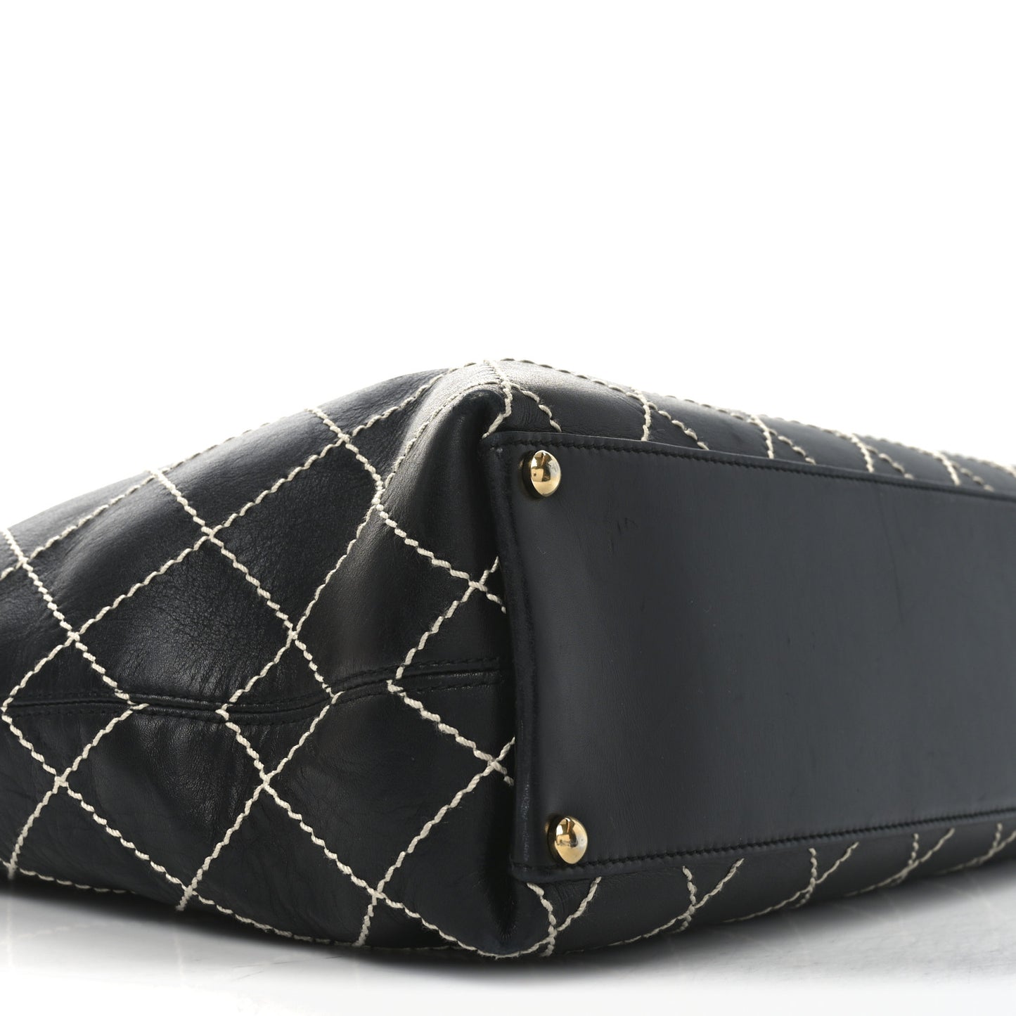 Calfskin Wild Stitch Large Tote Black