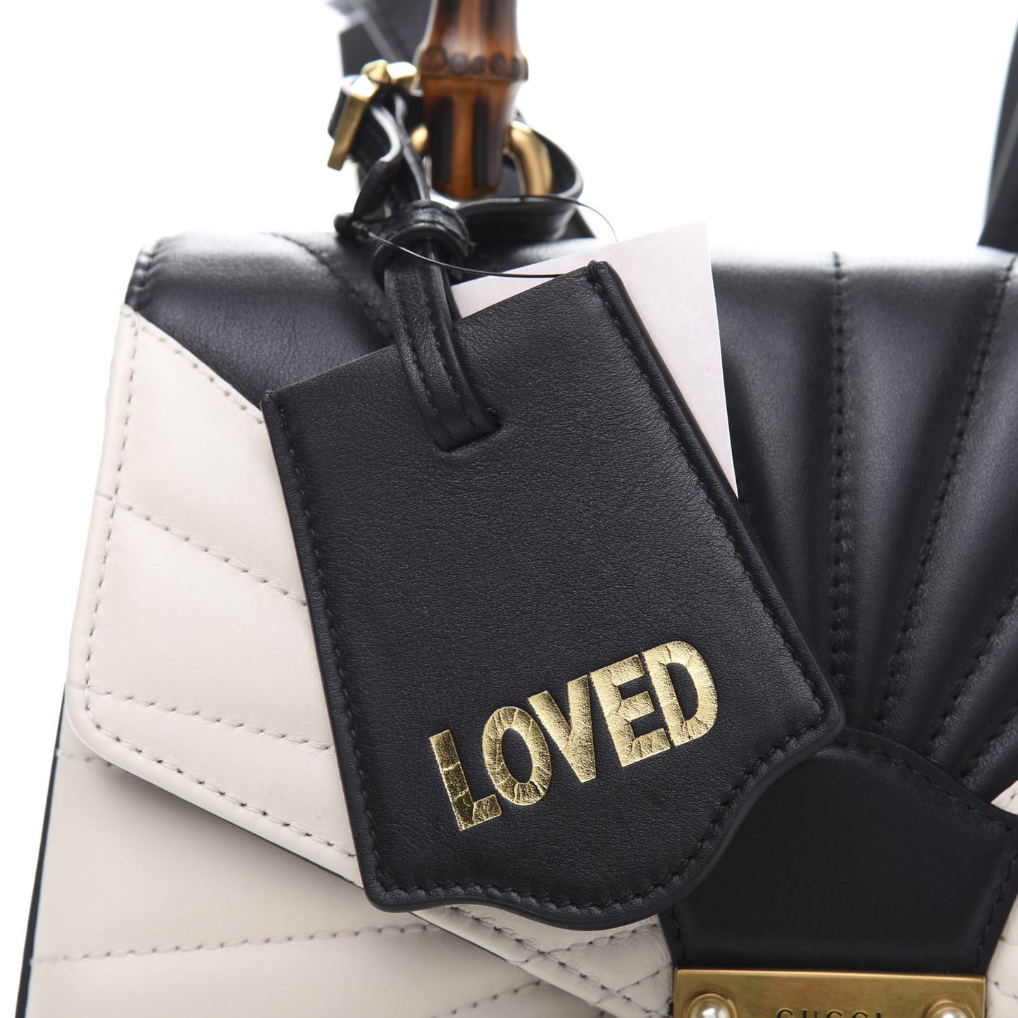Calfskin Bamboo Trapuntata Queen Margaret Backpack Mystic White Black