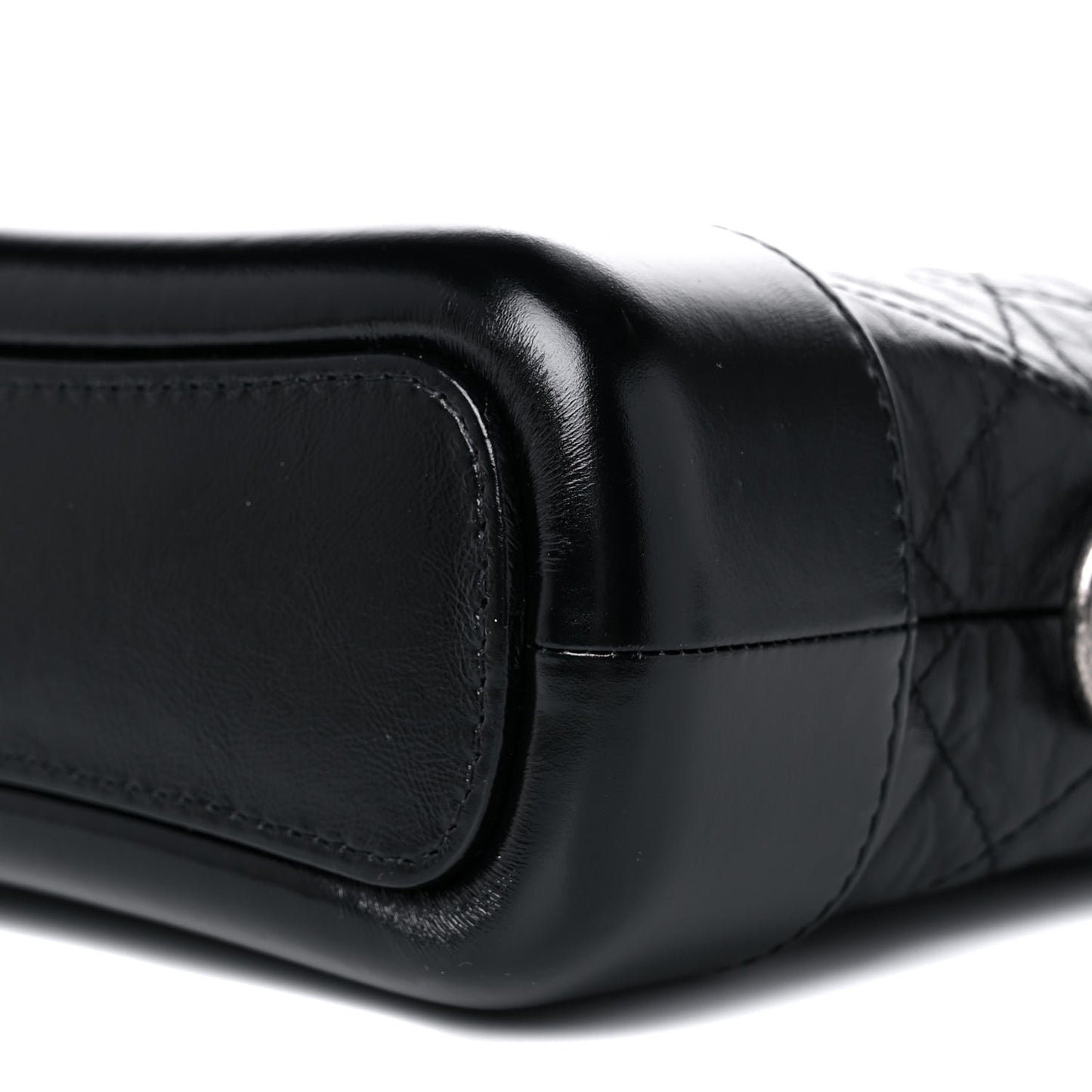 Aged Calfskin Quilted Small Gabrielle Hobo Black
