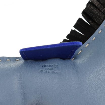 Hermes Milo Lambskin Grigri Rodeo Horse Bag Charm MM Bleu Lin Electrique Bleu Noir 4 of 4