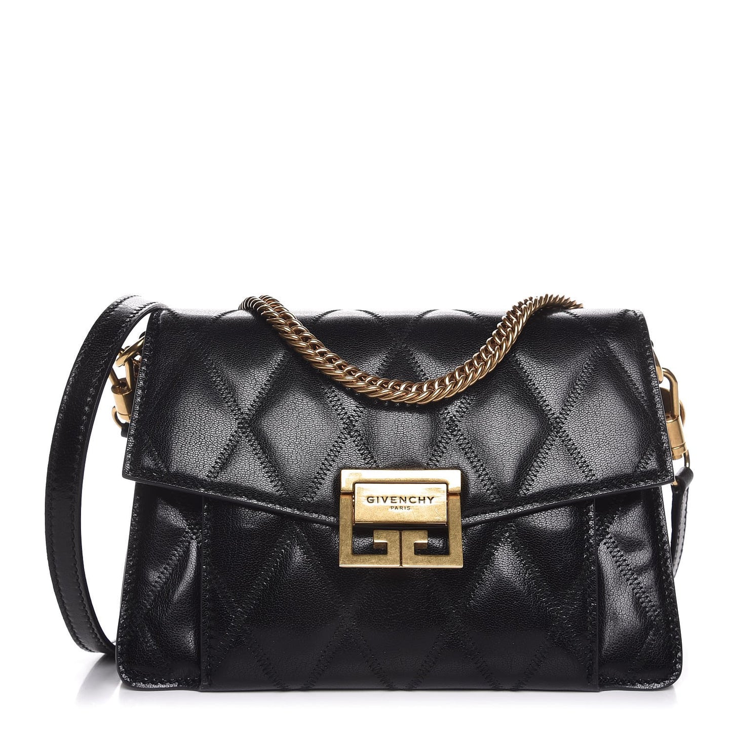 Goatskin Quilted Small GV3 Shoulder Bag Black
