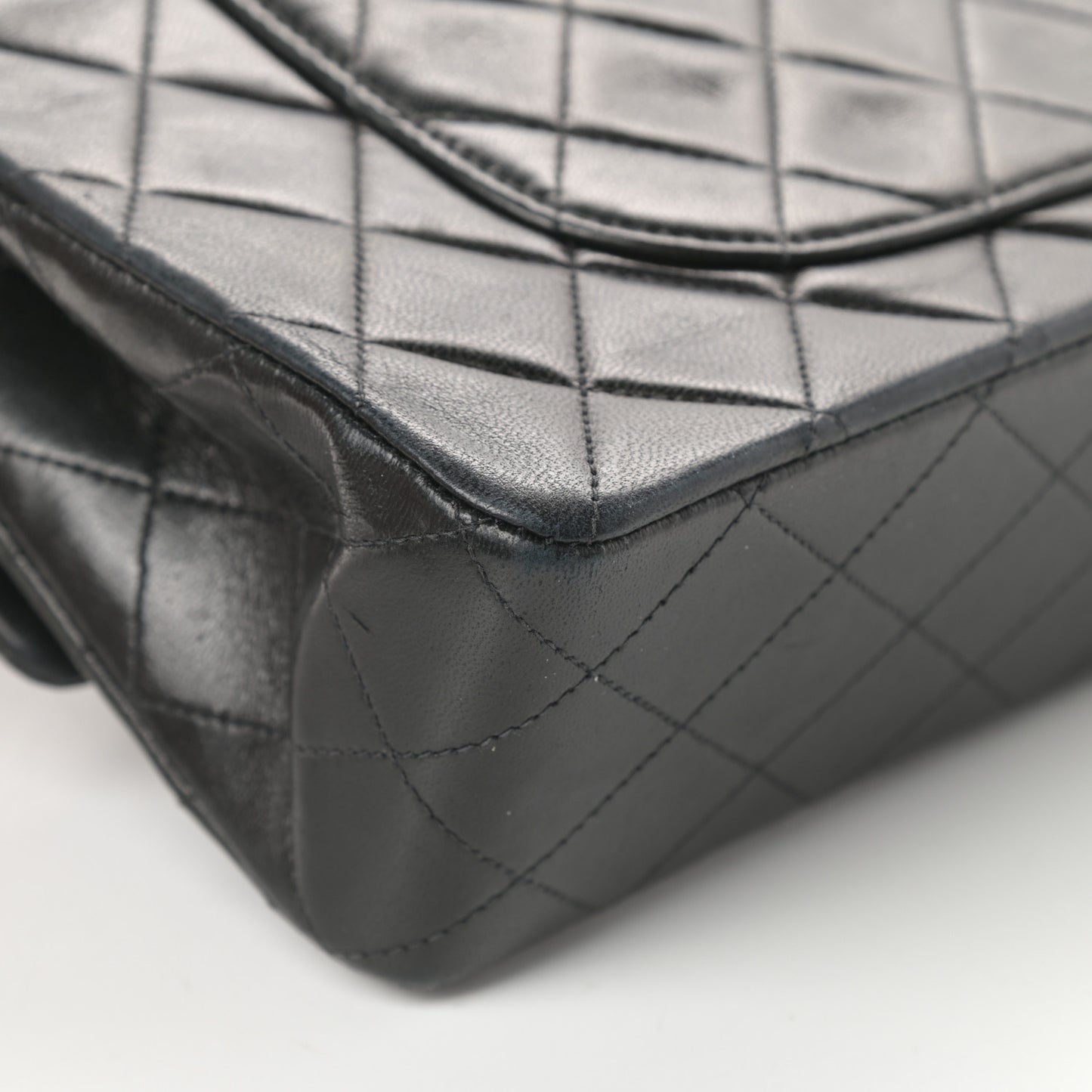 Lambskin Quilted Medium Double Flap Black
