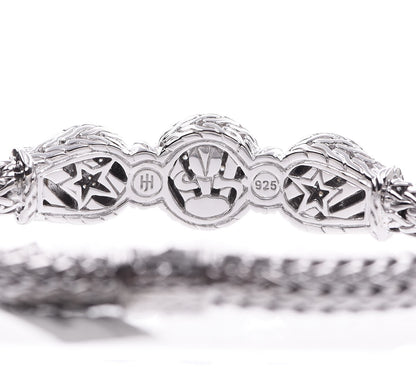 John Hardy Sterling Silver Pave Diamond Round Trio Station Bracelet 3 of 5