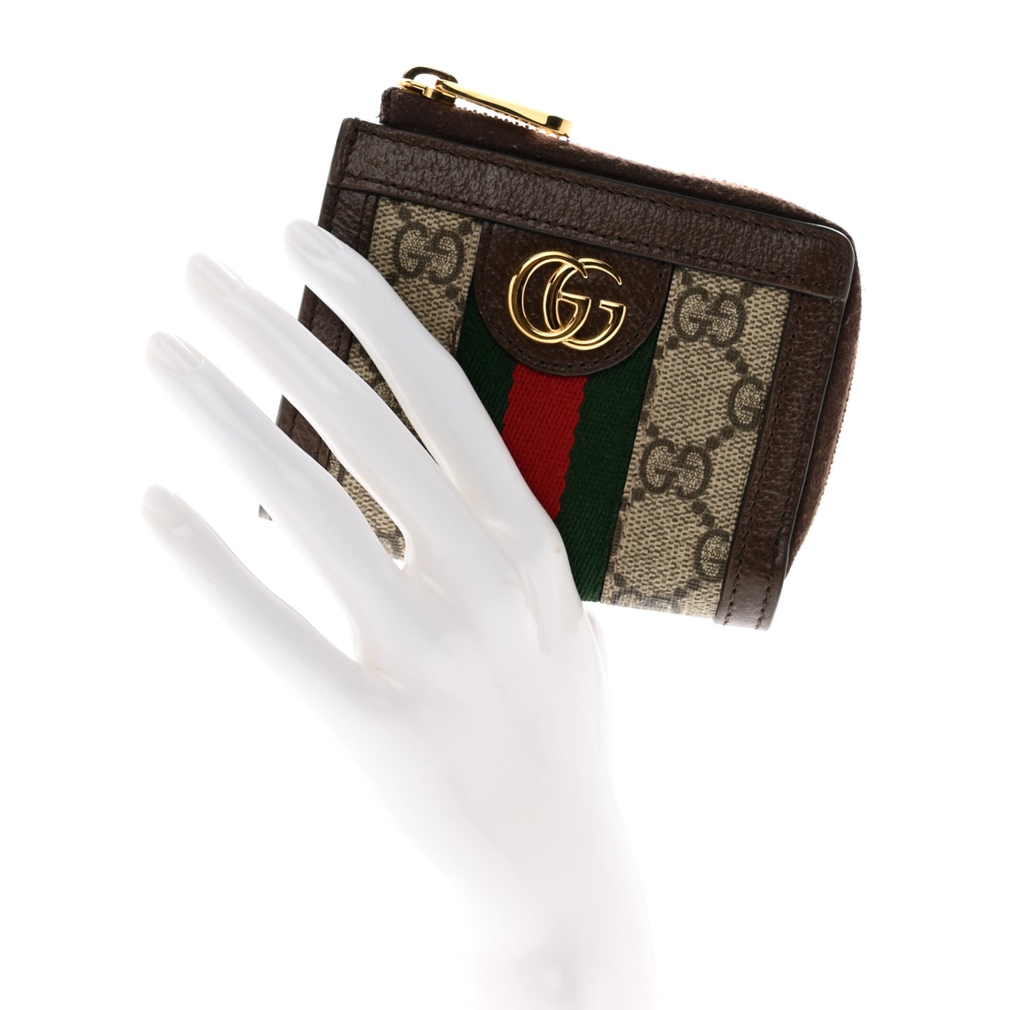 GG Supreme Monogram Web Ophidia Zip Wallet Beige New Acero