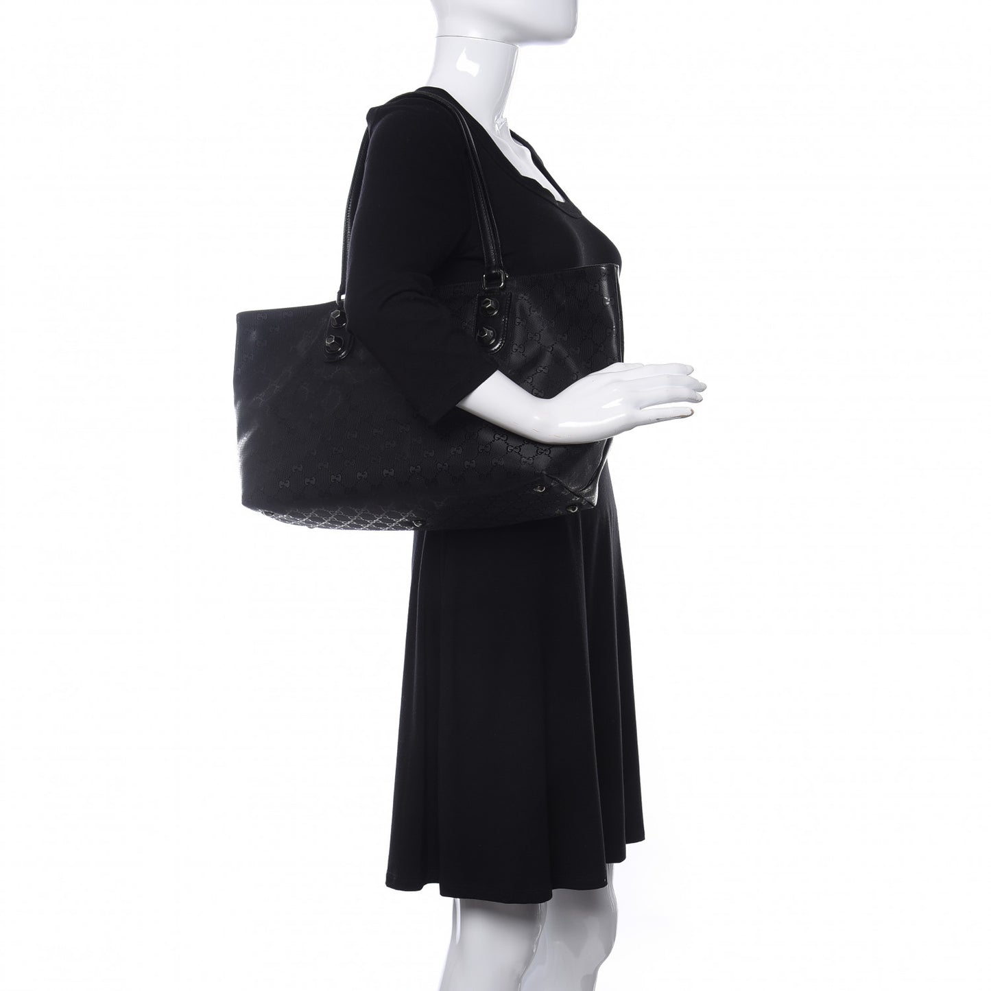 Imprime Monogram Medium Studded Tote Black