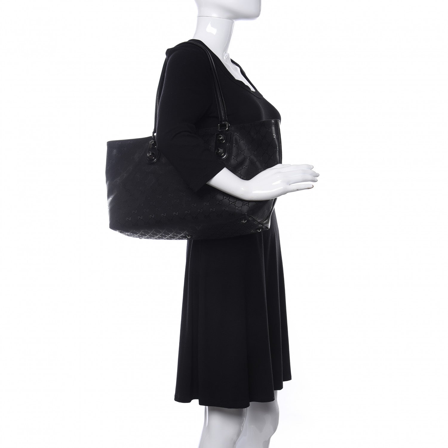 Gucci Imprime Monogram Medium Studded Tote Black 2 of 9