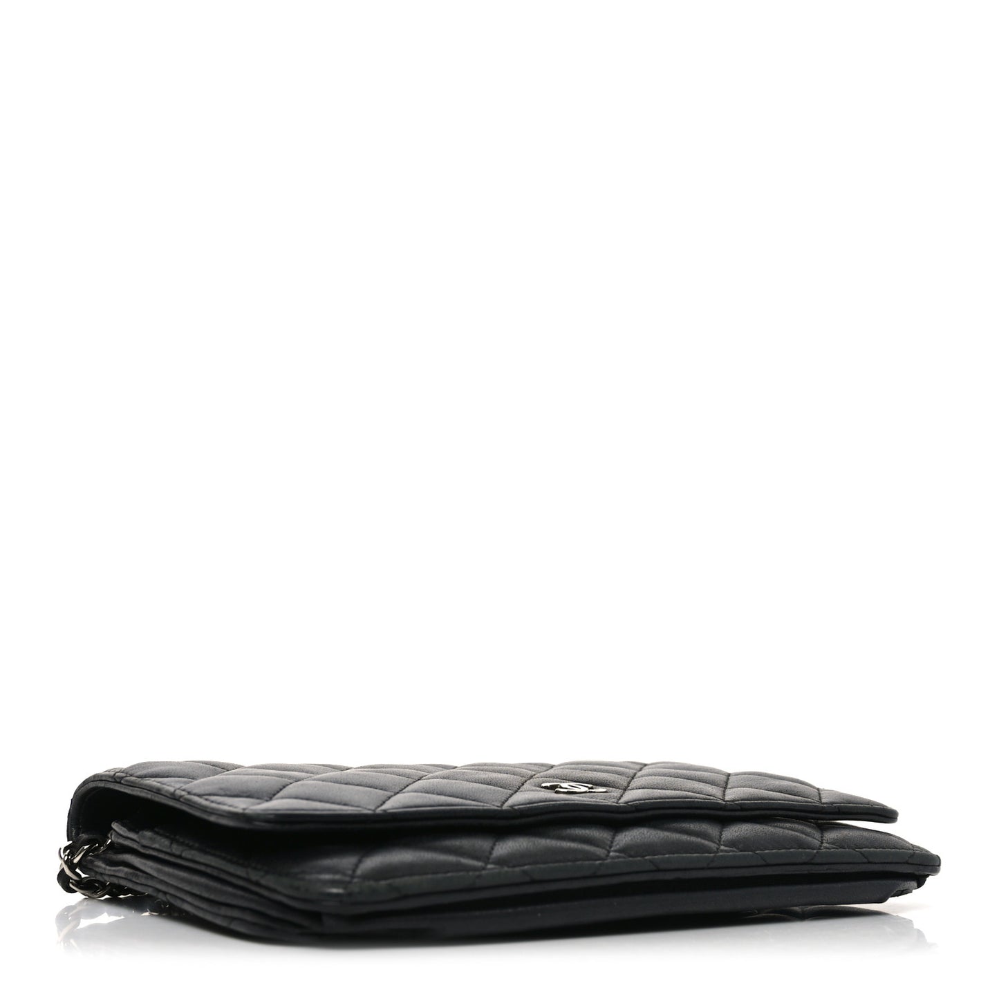 Lambskin Quilted Wallet On Chain WOC Black