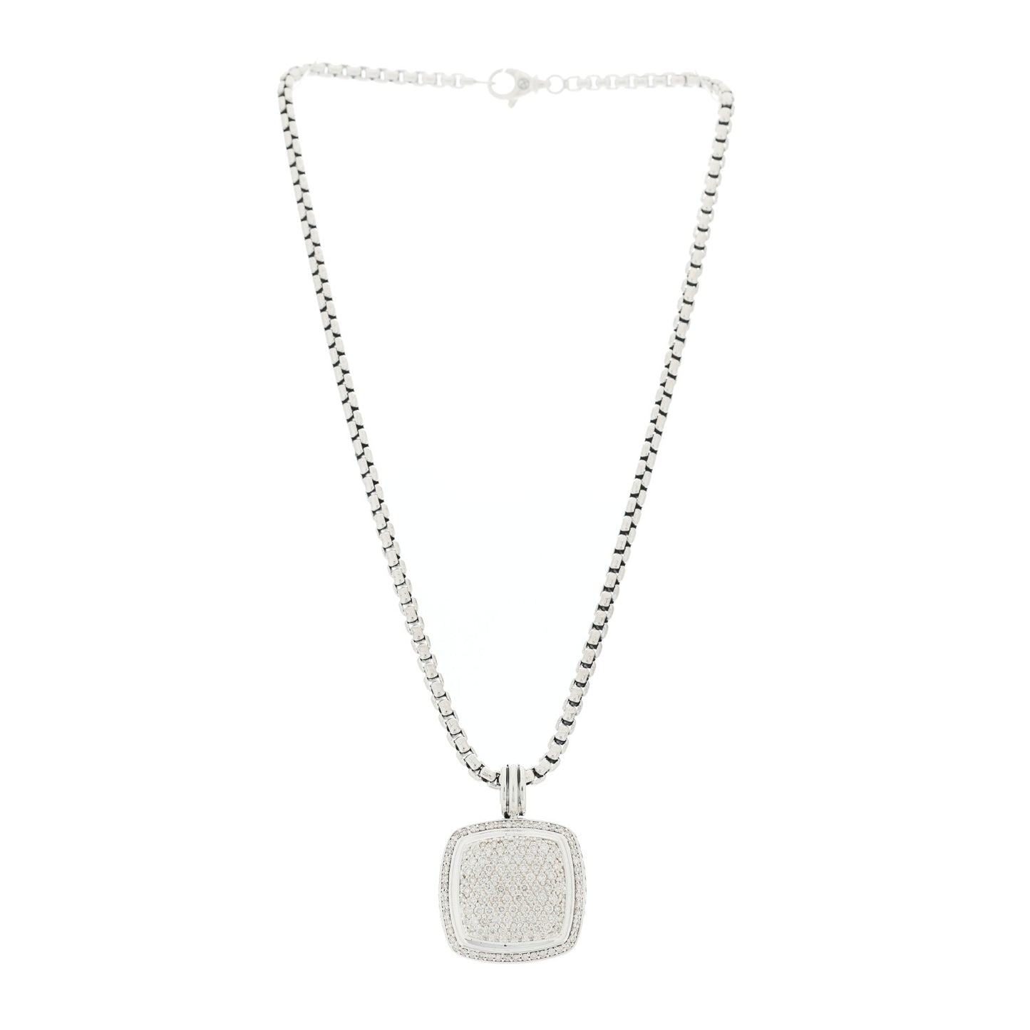 Sterling Silver Diamond Large Albion Pave Pendant Necklace