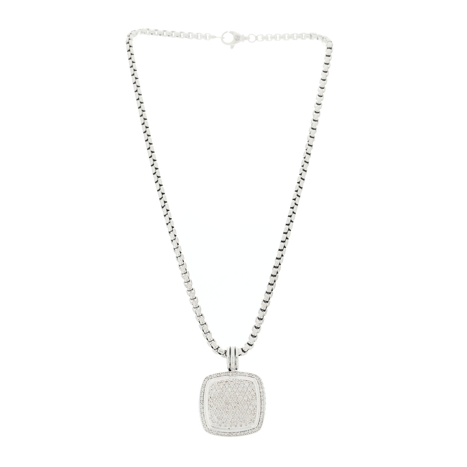 David Yurman Sterling Silver Diamond Large Albion Pave Pendant Necklace 3 of 6