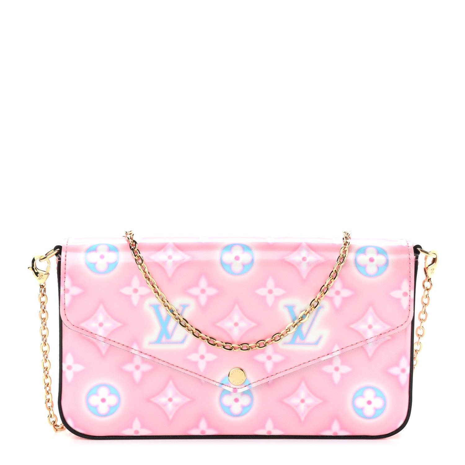 Louis Vuitton Vernis Valentine Felicie Pochette Chain Wallet Light Pink Neon 1 of 11
