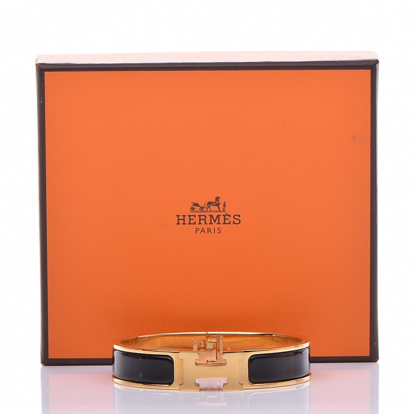 Enamel Narrow Clic Clac H Bracelet PM Black