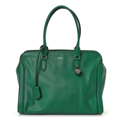 Alexander McQueen Pebbled Calfskin Large Skull Padlock Zip Around Tote Emerald 1 of 8