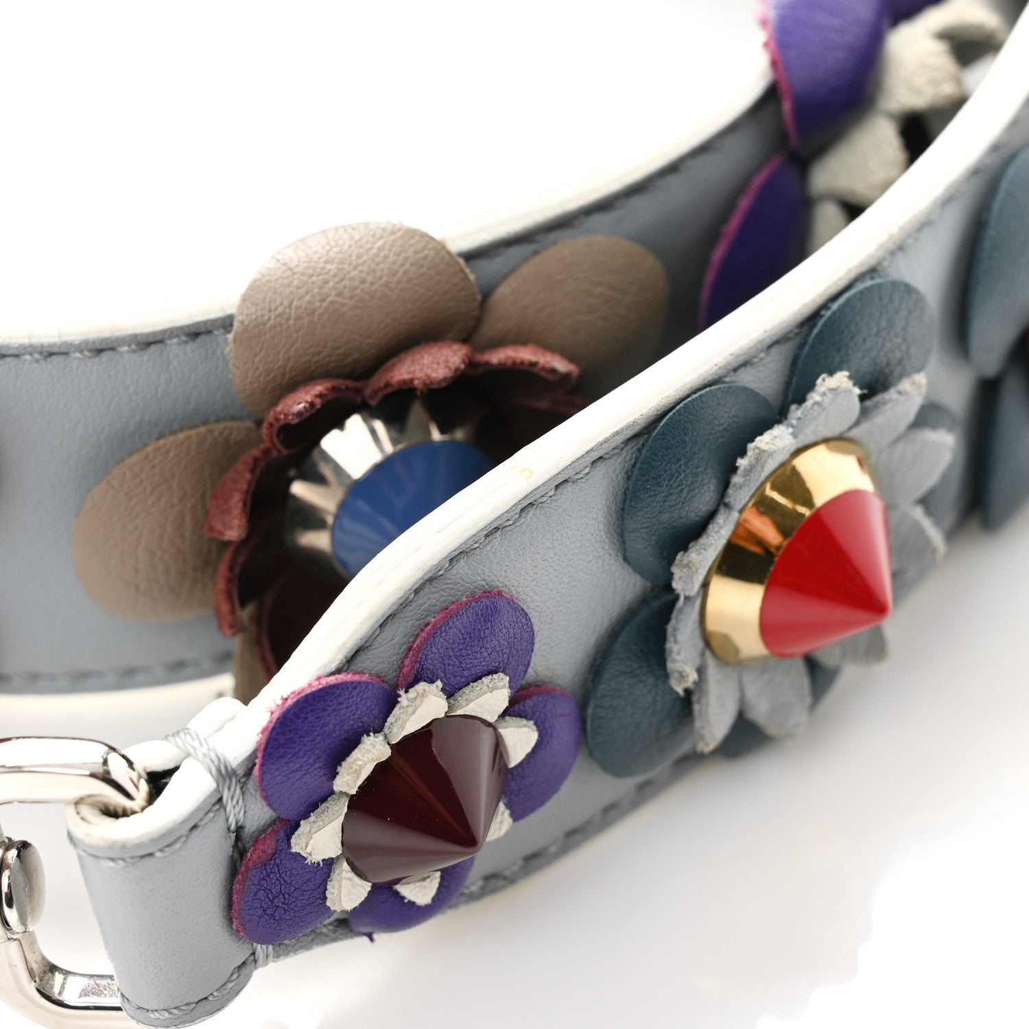 Fendi Vitello Dolce Flowerland Studded Strap You Polvere Black Multicolor 6 of 6