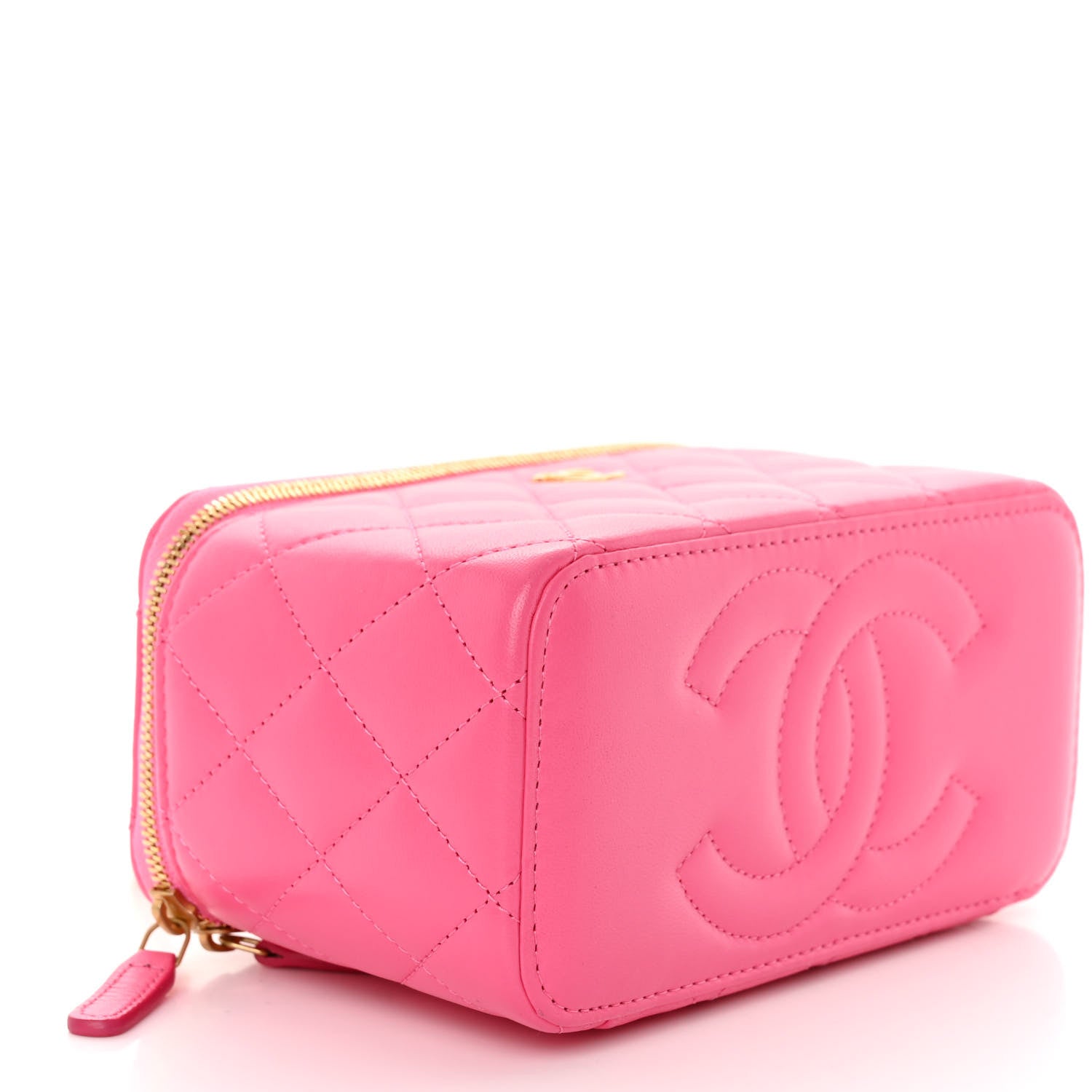 Chanel Lambskin Enamel Quilted Small Coco Hearts Vanity Case With Chain Pink 4 of 10