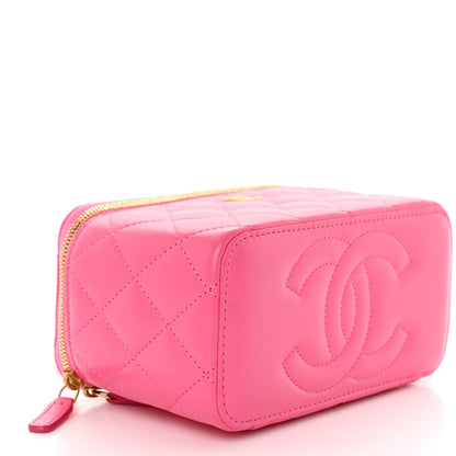 Chanel Lambskin Enamel Quilted Small Coco Hearts Vanity Case With Chain Pink 4 of 10