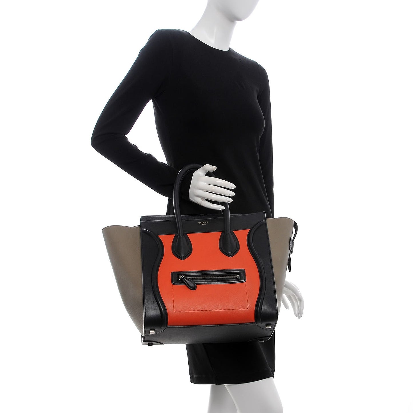 Smooth Calfskin Mini Tri-Color Luggage Bright Orange