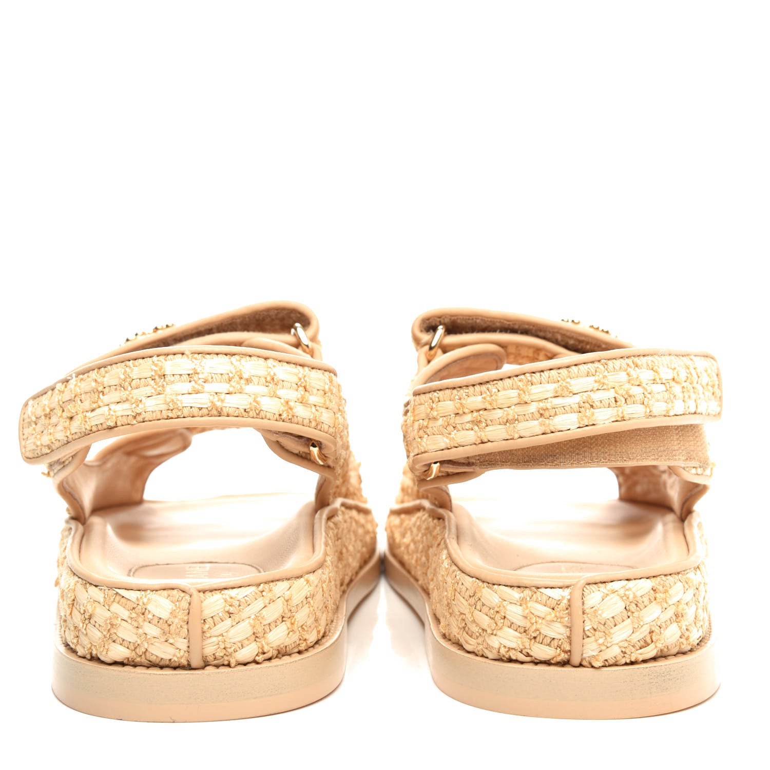 Chanel Braided Fabric Velcro Dad Sandals 37.5 Beige 7 of 11