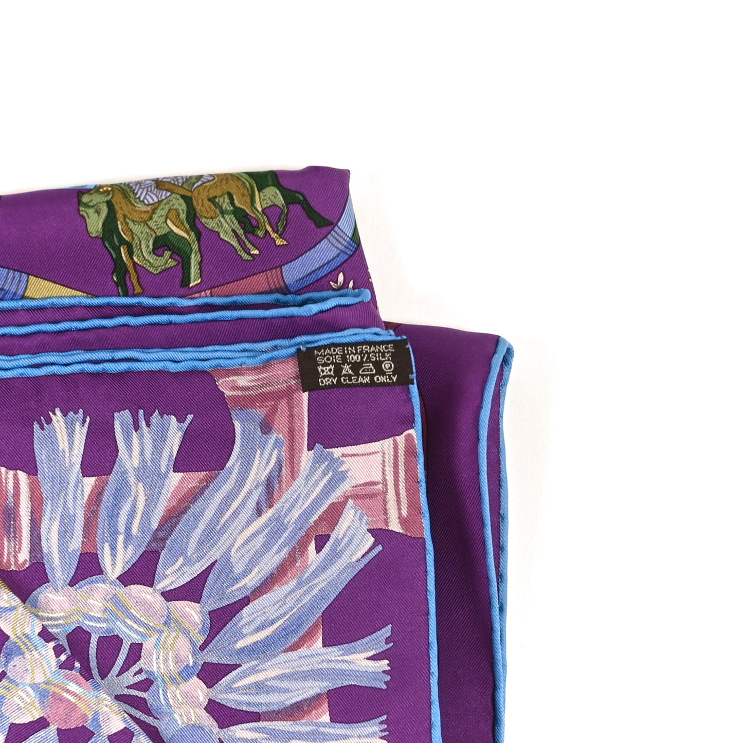 Silk Au Fil Du Carre Scarf 90 Violet Vieux Rose Vert